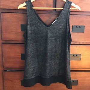 Ricki's V-Neck, Black and Silver Lined Sparkle Sleeveless, Size Medium, Holiday